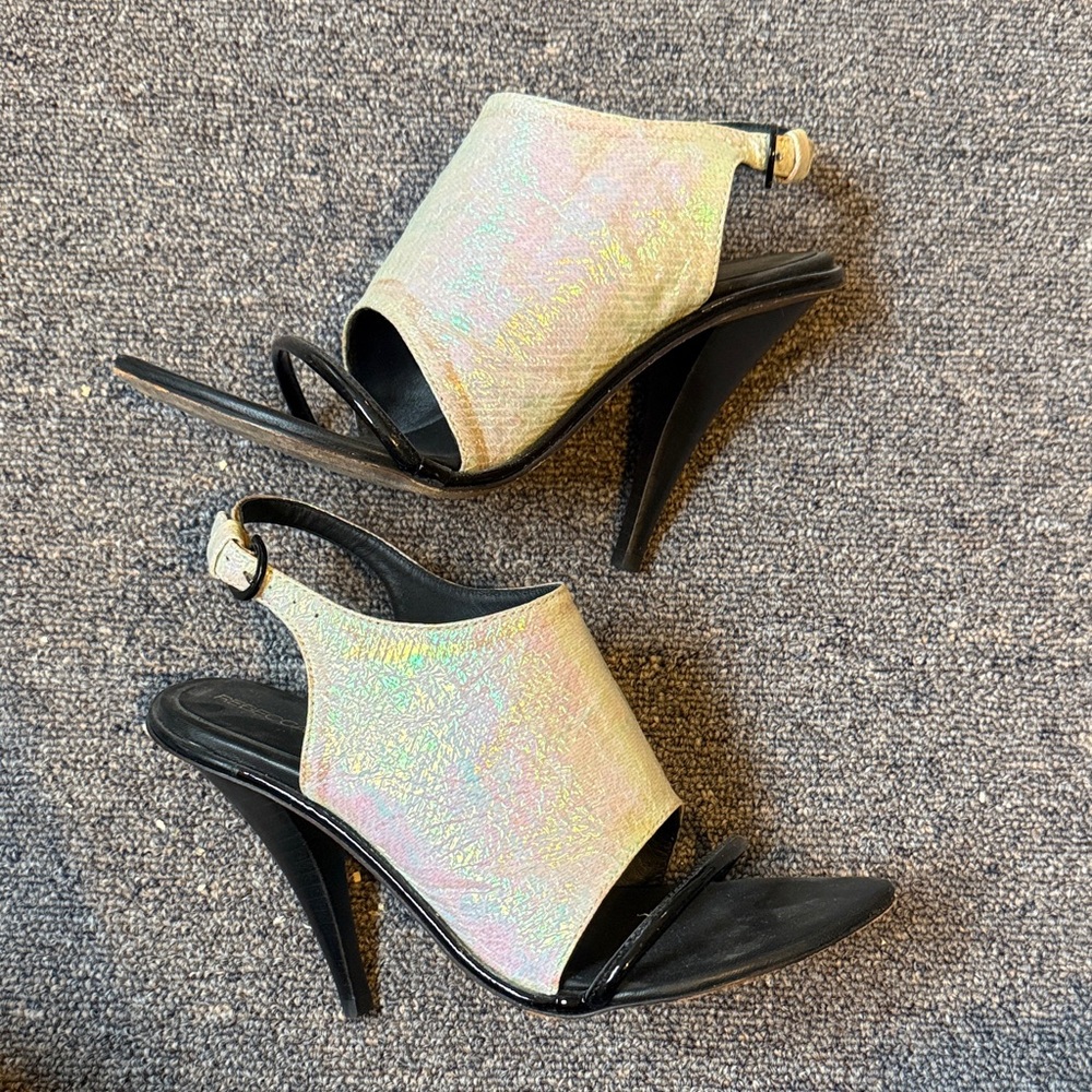 Rebecca Minkoff Iridescent Open-Toe Heels